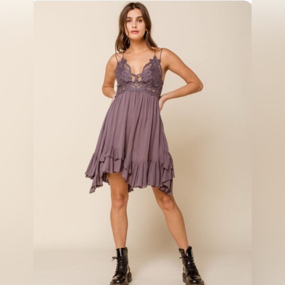FREE PEOPLE ONE Adella Slip Dress Charcoal Purple S - Picture 15 of 15